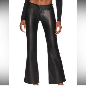 Free People Black Faux Leather Wide Lag Pants